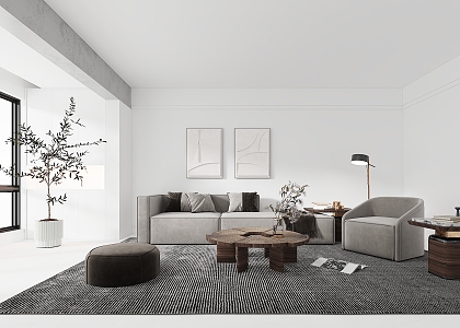 Modern Minimalist Living Room 3d model