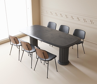 Modern Dining Table and Chair Combination Dining Chair Dining Table Single Chair 3d model