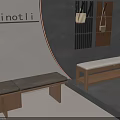 Modern Wooden Upholstered Shoe Bench With Wall Mounted Hangers Design