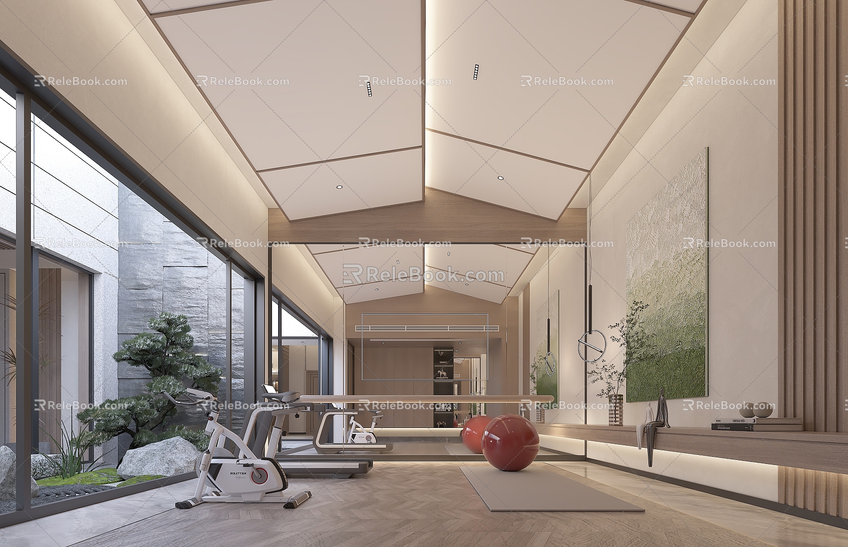 Modern Gym Fitness Area 3d model