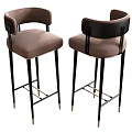 Modern Bar Stools With Taupe Upholstered Seat Back Black Metal Frame And Gold Accents