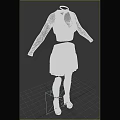 Women's Stylish Outfit Featuring Black Crop Top Purple Heart Grey Sleeves Skirt Stockings and Heels