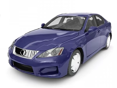 Blue Modern Sedan Car With Sporty Exterior Design And White Wheels 3d model