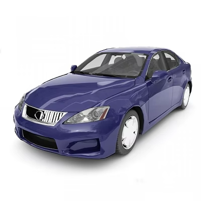 Blue Modern Sedan Car With Sporty Exterior Design And White Wheels 3d model