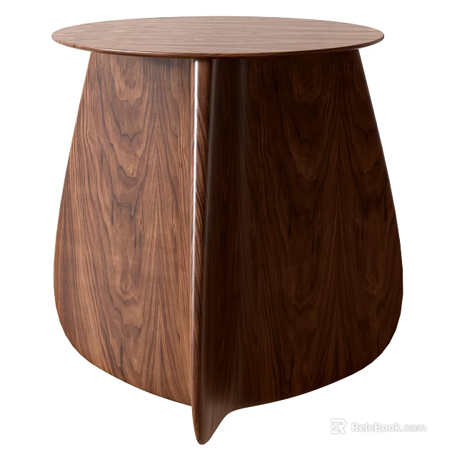 Modern Walnut Wood Side Table With Natural Wood Grain Texture And Elegant Conical Shape 3d model 