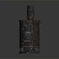 Antique Rustic Metal Stove With Chimney And Rusty Surface Design