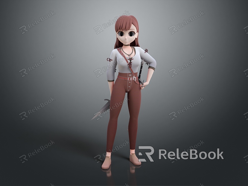 Modern game character lady soldier female detective female agent female thitter model