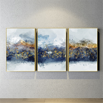 Modern abstract painting gold and silver living room abstract decorative painting 3d model