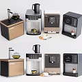 Sleek Modern Daily Electrical Appliances Including Coffee Maker And Water Dispenser For Home Kitchen