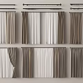 Multiple Window Curtain Designs Featuring Hanging Styles And Color Variations 3d model