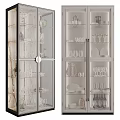 Modern Cabinet With Clear Glass Doors And Multiple Shelves Holding Dinnerware