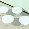 Round White Coffee Tables With Metal Frames On Light Colored Floor By Light Green Wall 3d model