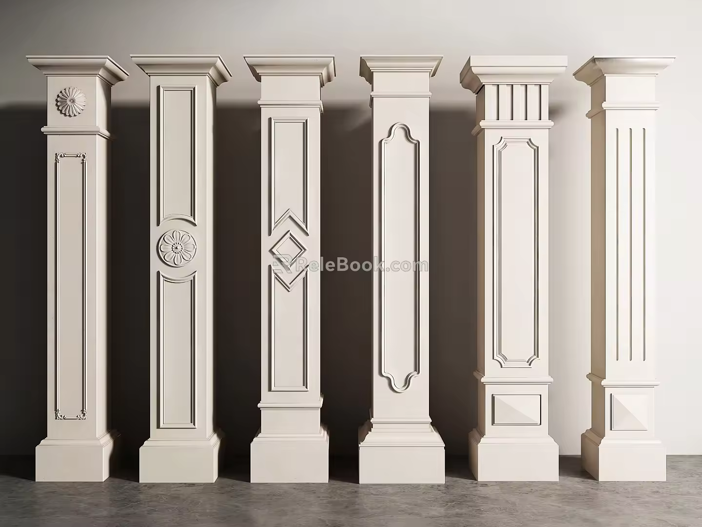 European Roman Column Square Column Gypsum Column 3d model
