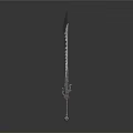 Medieval Decorative Spear With Intricate Carvings And Ornamental Handle Design