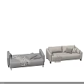 Beige Sofa With Plaid Pillows Striped Blanket And Gray Convertible Sofa With Cushions