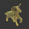 Intricately Designed Unicorn Sculpture With Teal Gold Patterns And Artistic Carvings