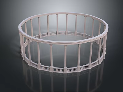 Classical Circular Colonnade Structure With Decorative Columns And Balustrades 3d model