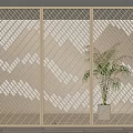 New Chinese-style Partition Metal Screen Partition Steel Wire Mesh Hollow Partition Potted Plant 3d model