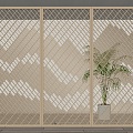 New Chinese-style Partition Metal Screen Partition Steel Wire Mesh Hollow Partition Potted Plant 3d model