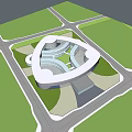 Modern Art Museum Architecture Circle Triangle Cui Kai Science Park 3d model