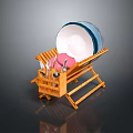 Wooden Household Dish Drying Rack With Plates Utensils And Pink Accessories