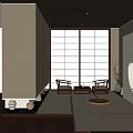 Modern Japanese Tea Room With Tatami Flooring Sliding Doors Wooden Ceiling And Low Table