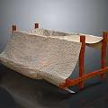 Simple Outdoor Tent With Brown Wooden Frame And Beige Canvas Fabric