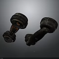 Vintage Black Telephone Receivers Worn Electronic Devices With Gray Background And Light Shadow