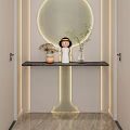 Cream Simple Style Fruit Green Curved Light Strip Corridor End View Entrance 3d model