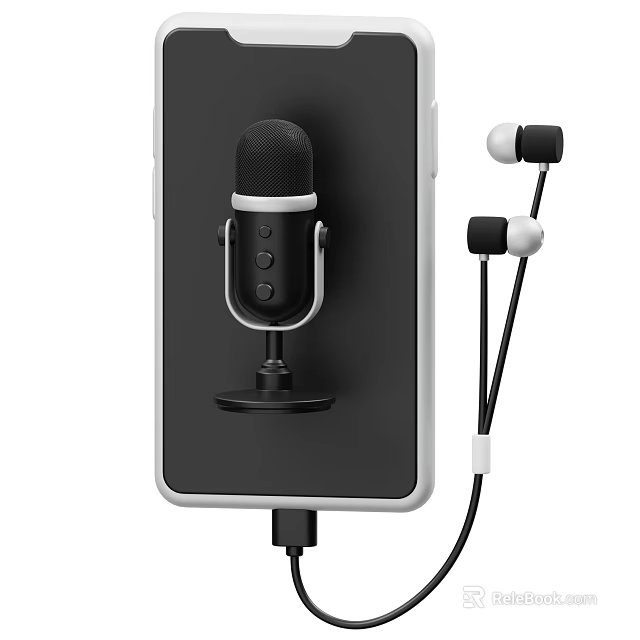 Practical Smartphone Digital Accessories With External Microphone Wired Earphones And Charging Cable 3d model 