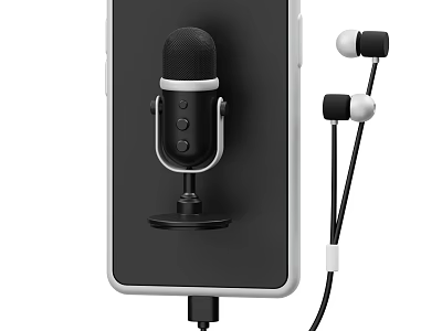 Practical Smartphone Digital Accessories With External Microphone Wired Earphones And Charging Cable 3d model