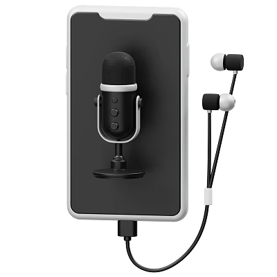 Practical Smartphone Digital Accessories With External Microphone Wired Earphones And Charging Cable 3d model