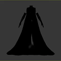 Elegant Black Evening Dress With Long Cape And Flowing Skirt Design