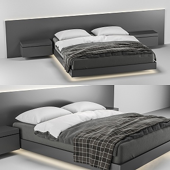 Modern fabric double bed 3d model