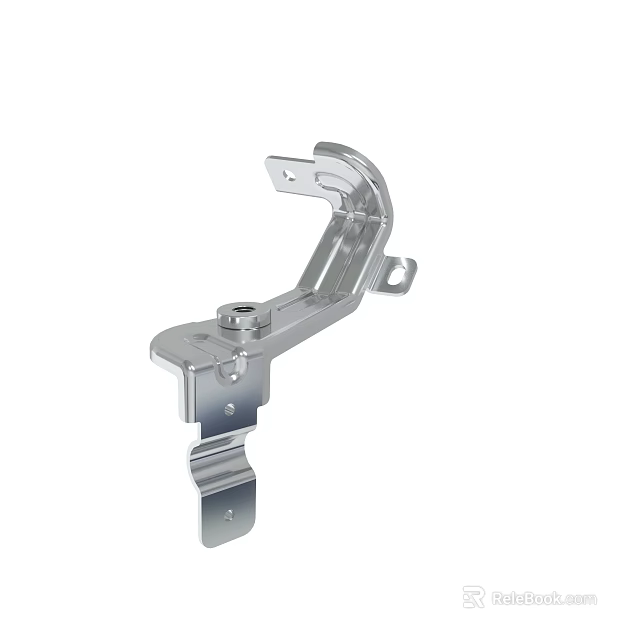 Durable Silver Metal Bracket Hardware Component With Structural Design And Mounting Holes 3d model