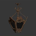 Antique Style Vintage Copper Metal Chandelier With Intricate Frame And Decorative Design