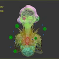 Magical Creature Character With White Blue Hair Ornate Blue Clothing And Glowing Green Purple Orbs