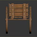 Vintage Wooden Handcart With Large Spoked Wheel And Cargo Bed Structure