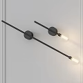 Modern Black Wall Lamps with Long Rods and Globe Bulbs on White Wall