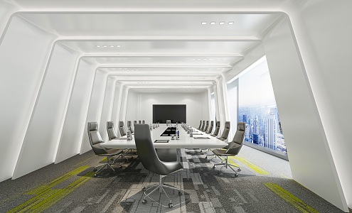 Modern Meeting Room Special-shaped Office Meeting Room Special-shaped Meeting Room Office Desk and Chair Combination Special-shaped Meeting Room Shaped Wall Ceiling Integration 3d model