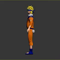 Anime Style Orange Costume Set With Blue Headband And Matching Shoes