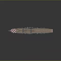 Detailed Space Carrier Model With Blue Hull Wooden Deck And Red White Stripes