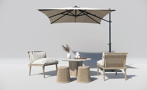 Quiet outdoor tables and chairs Outdoor leisure tables and chairs 3d model