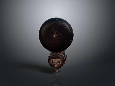 Vintage Metal Bell With Round Top And Base Device Featuring Label 3d model