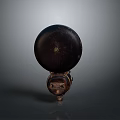 Vintage Metal Bell With Round Top And Base Device Featuring Label