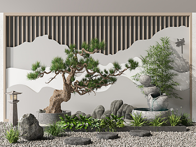 New Chinese landscape sketch rockery stone landscape gardening sketch 3d model