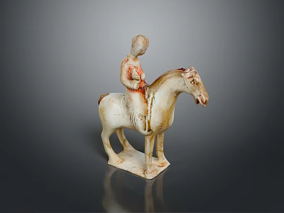 Man Riding Horse Sculpture with Ancient Style Intricate Details and Stable Base 3d model