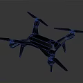 Advanced Space Aerial Mission Drone Equipped with Four Propellers and Red Navigation Lights