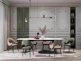 Modern Dining Table and Chair Combination 3d model