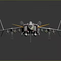 Navy Fighter Jet In White With Yellow Red Accents And Mounted Missiles